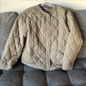 Zara Olive Green Quilted Jacket